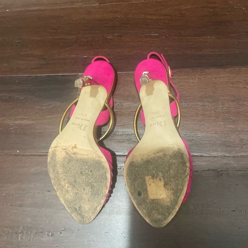 Christian DIOR- pink suede Slingback Heel Sandal - Picture 8 of 9